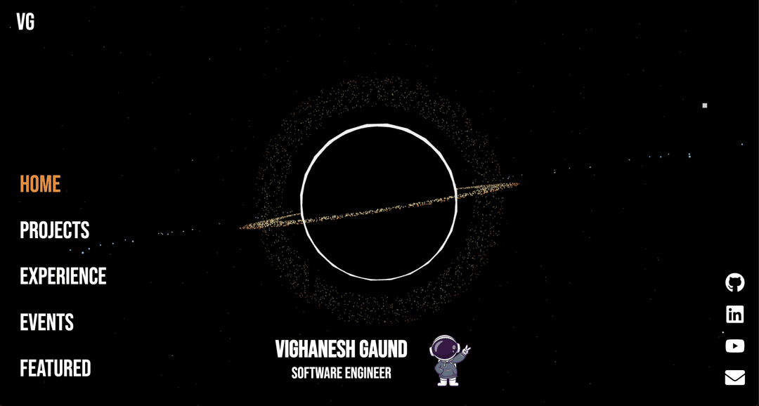 Three.js Interstellar Website screenshot